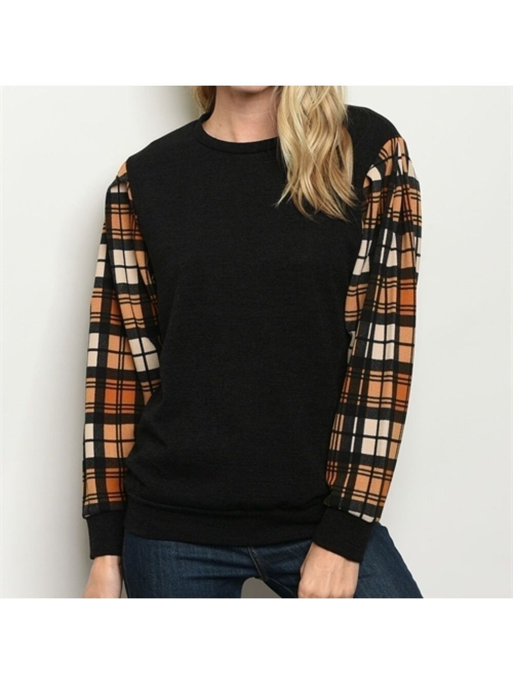 Black and Gold Plaid Top